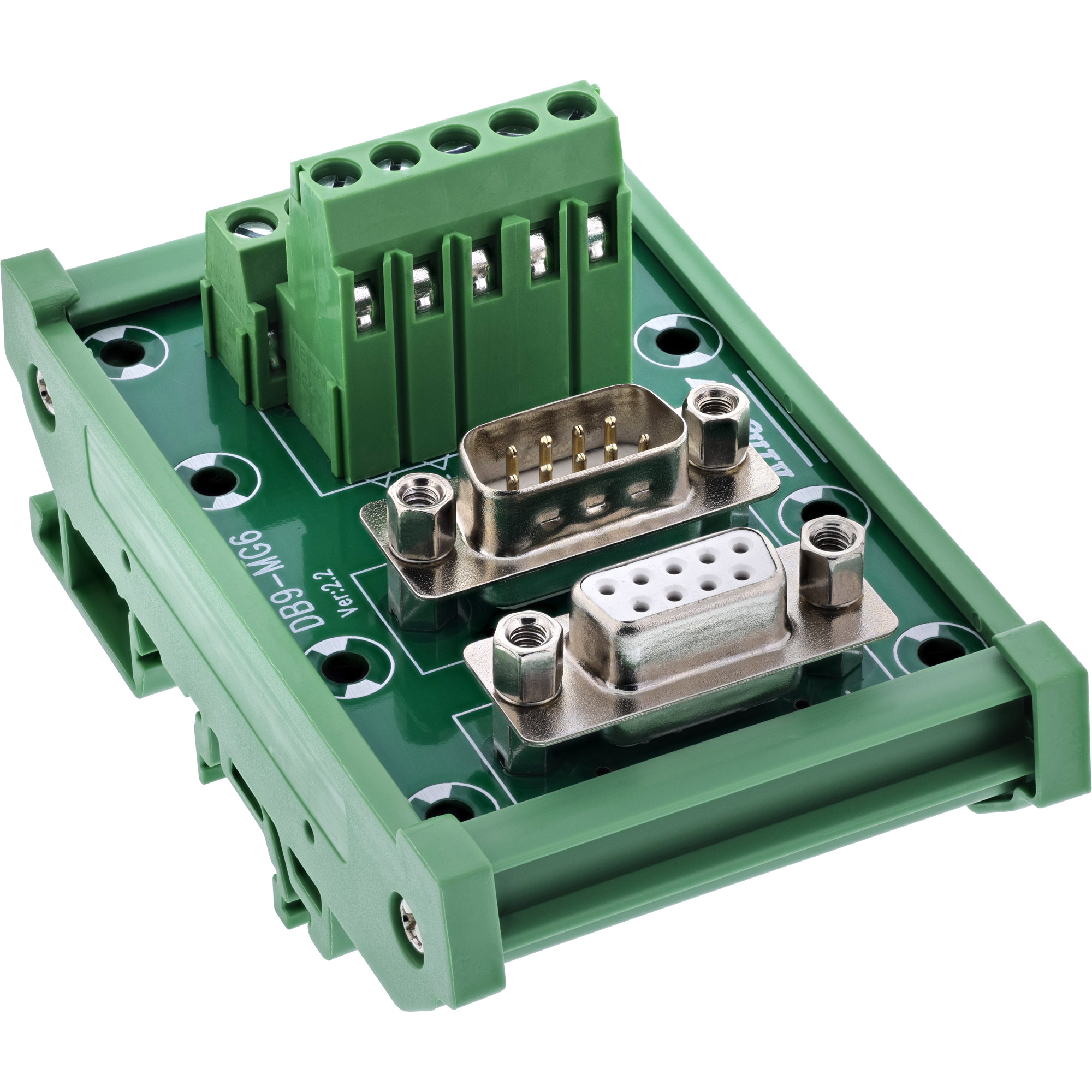 InLine® D-Sub 9 Terminalblock, Stecker / Buchse, Schraubklemme, Hutschiene