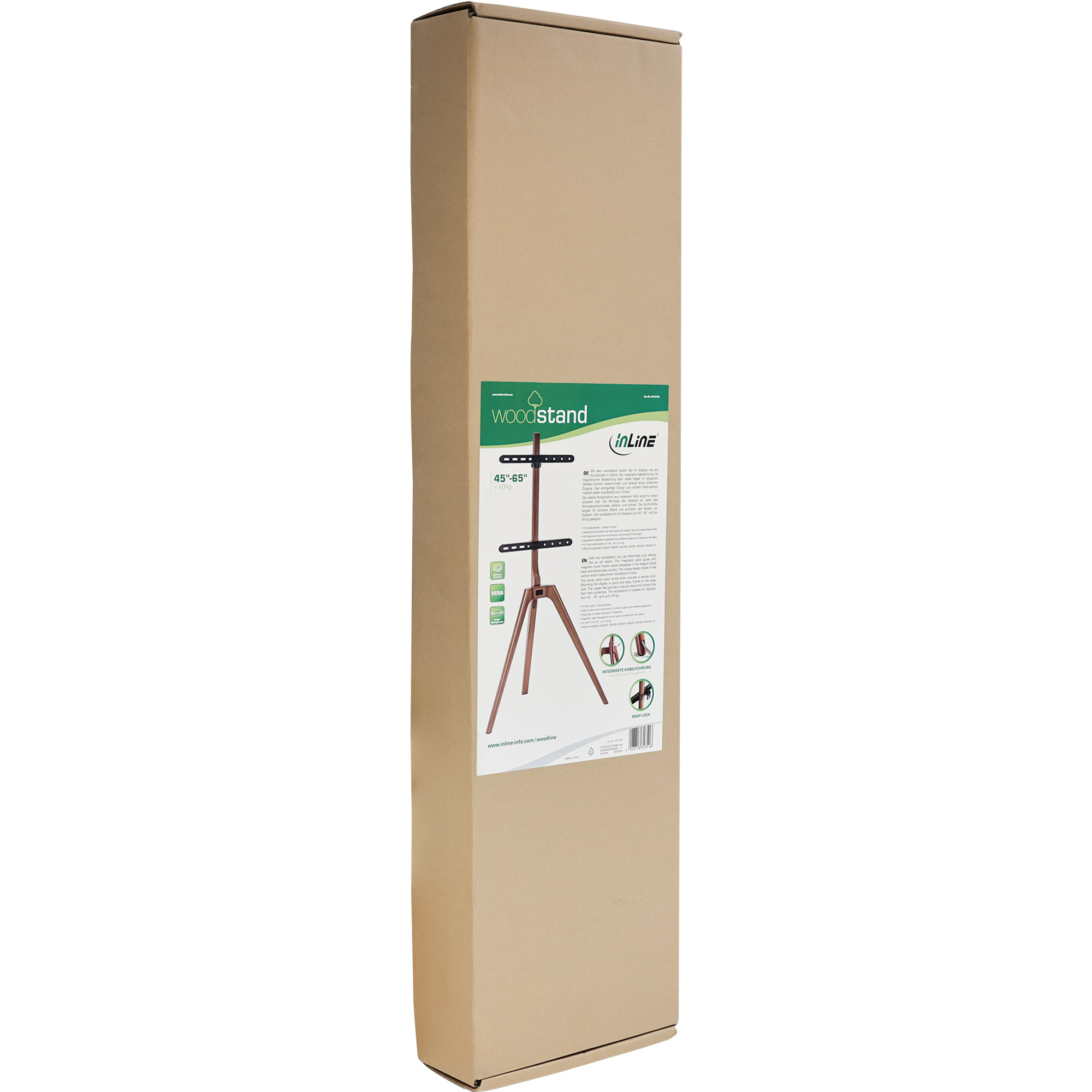 Inline® woodstand TV-Standfuß, Dreibein, für LED-TV 45"-65" (114-165cm)