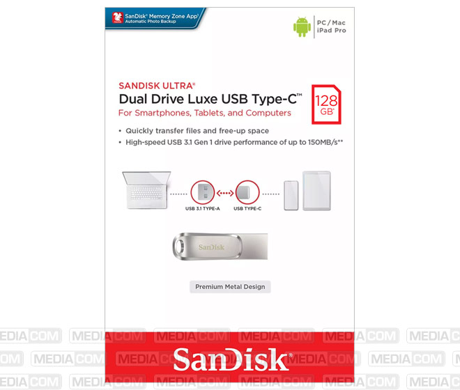 USB 3.1 Stick 128GB, Ultra Dual Drive Luxe