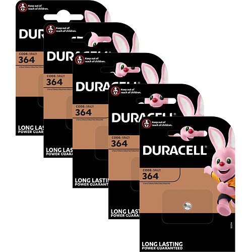SR621SW SR60 364 Silberoxid Batterie Duracell 1,55 V - 5er Verpackung