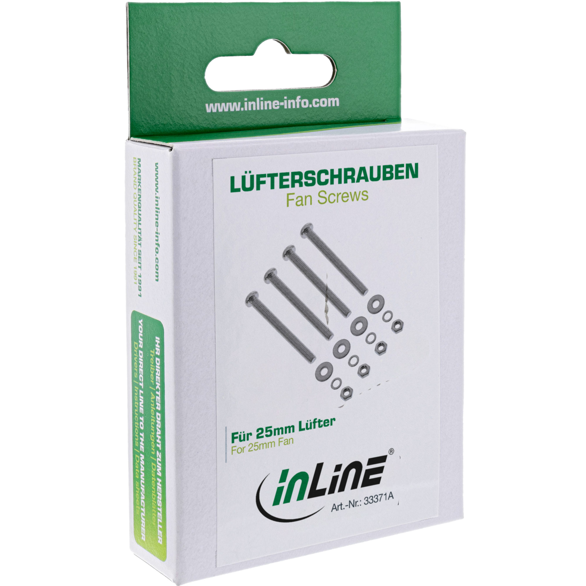 Inline® Lüfterschrauben Set, für 25mm Lüfter
