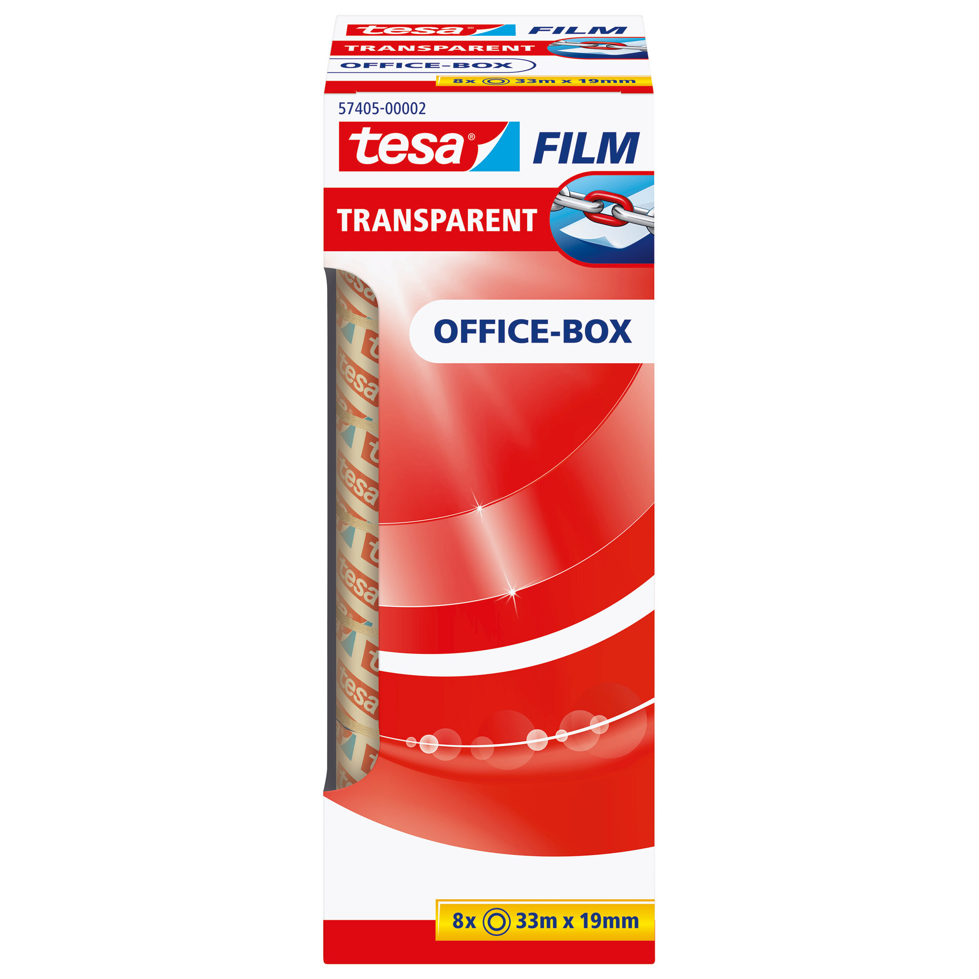 tesafilm® transparent, 8 Rollen, Office Box, 33m x 19mm