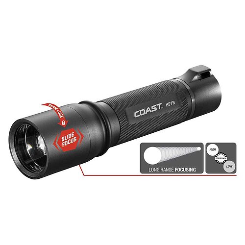 Coast HP7R aufladbare LED-Taschenlampe inkl. 2x LiIon Akku, 4x AAA