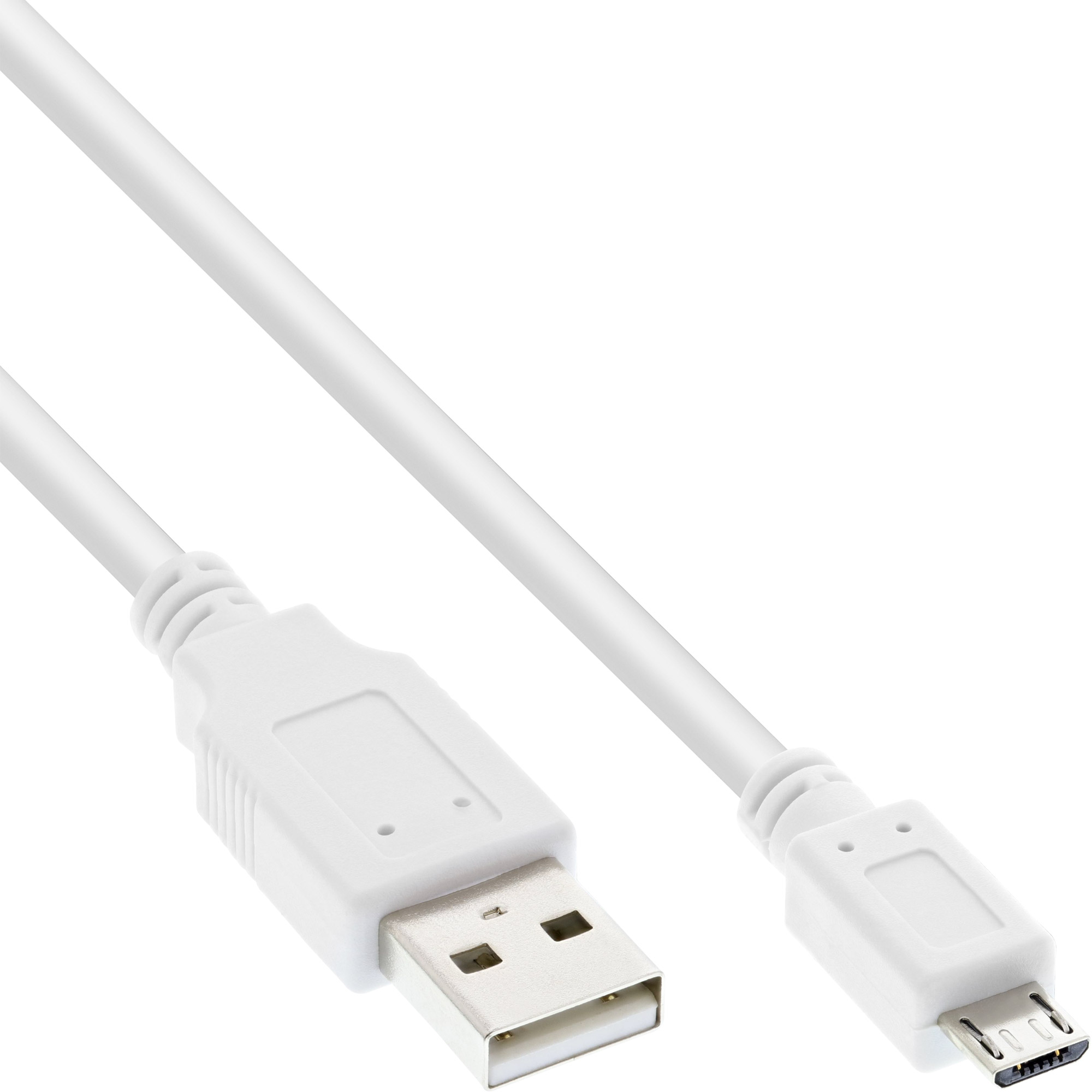 Inline® Micro-USB 2.0 Kabel, USB-A Stecker an Micro-B Stecker, weiß, 1,5m