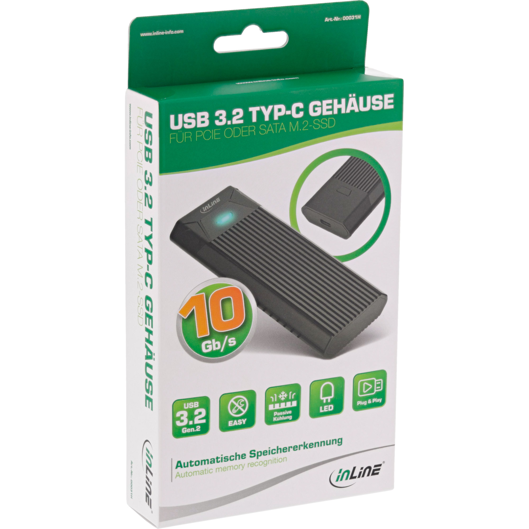 Inline® USB3.2 Gen.2 USB-C zu M.2 SSD (PCIe NVMe & SATA) gehäuse Inline® USB3.2 Gen.2 USB-C zu M.2 SSD (PCIe NVMe & SATA) gehäuse