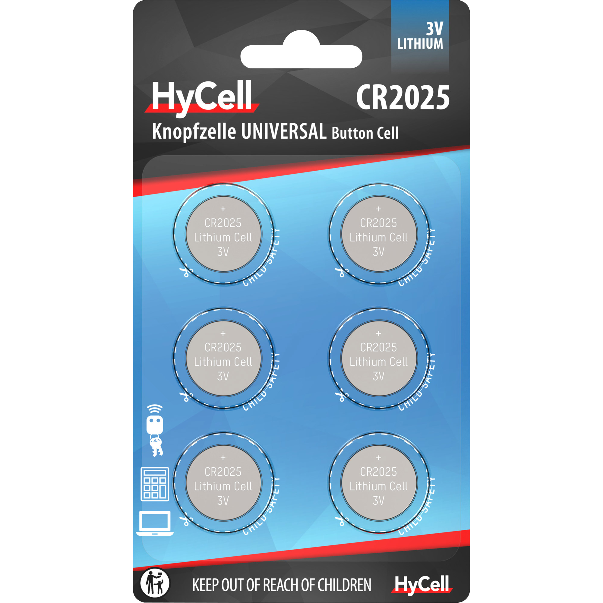Hycell CR2025 Lithium Knopfzelle 3V Batterie - 6er Verpackung