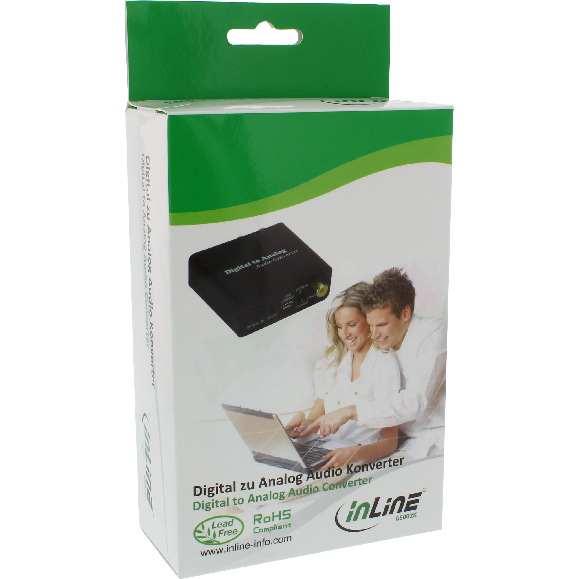 Inline® Audio DA-Wandler, Toslink & Cinch Eingang zu Cinch Stereo Ausgang, USB