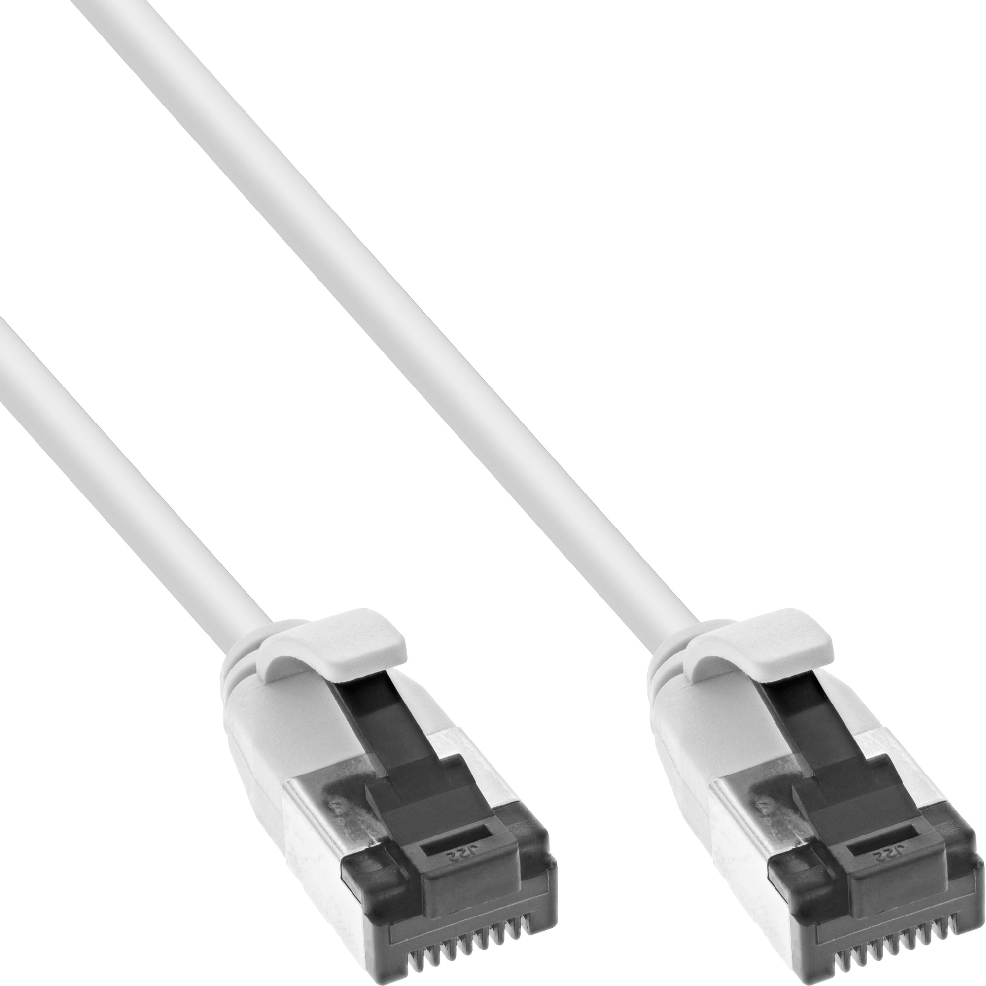 Inline® Patchkabel slim, U/FTP, Cat.8.1, TPE halogenfrei, weiß, 0,3m