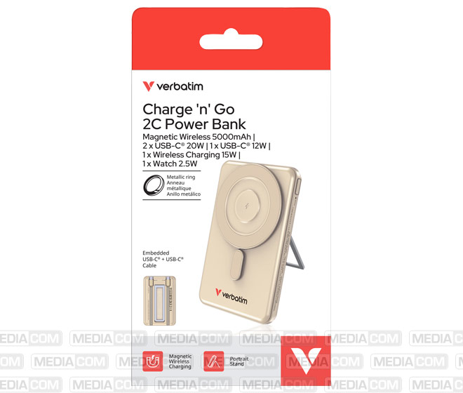 Powerbank Charge'n'Go 2C, 5.000mAh, Klappstand, gold Powerbank Charge'n'Go 2C, 5.000mAh, Klappstand, gold
