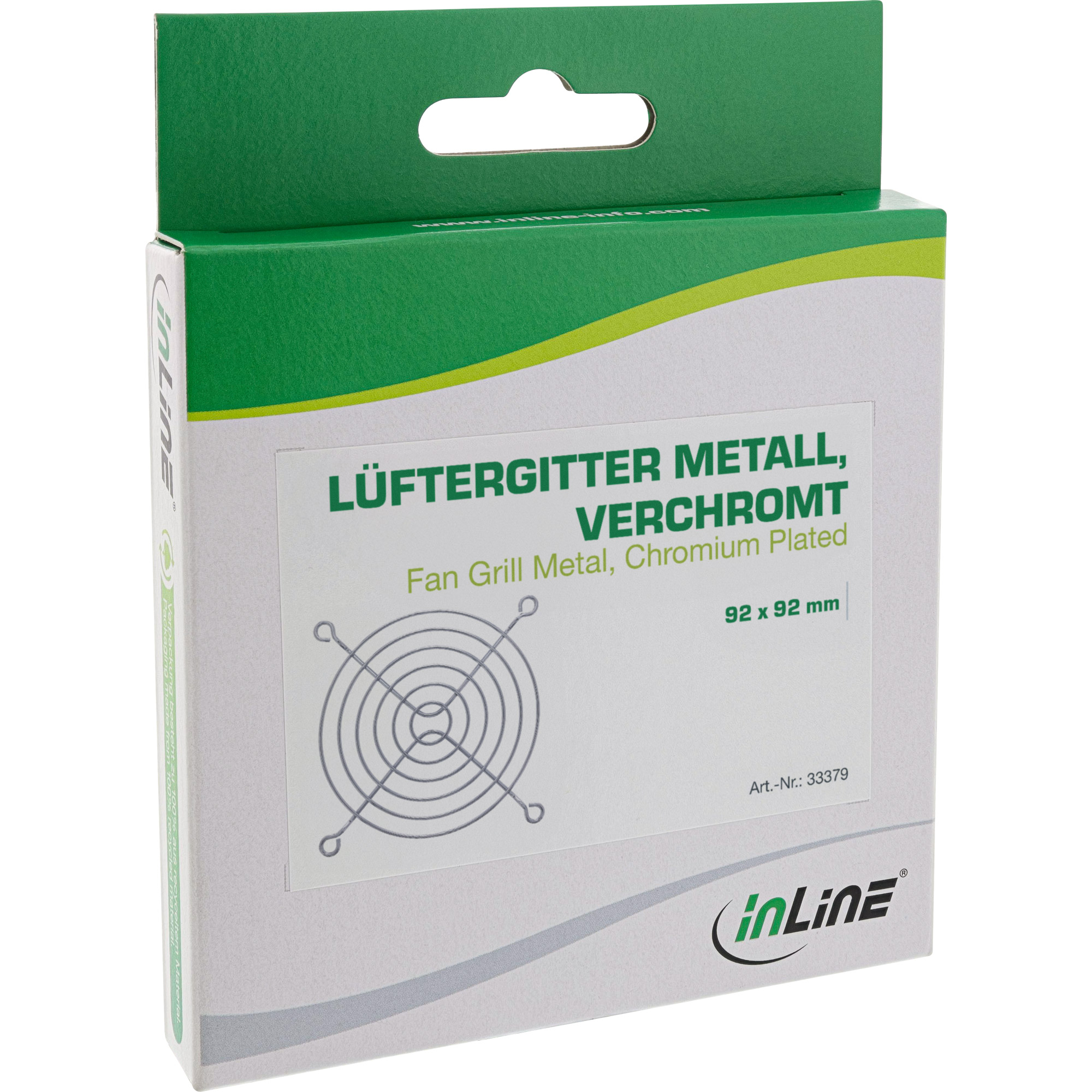 Inline® Lüftergitter Metall, verchromt, 92x92mm