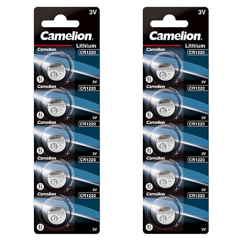 Camelion CR1220 Lithium Knopfzelle 3V - 10 Batterien - 2 x 5er Streifen