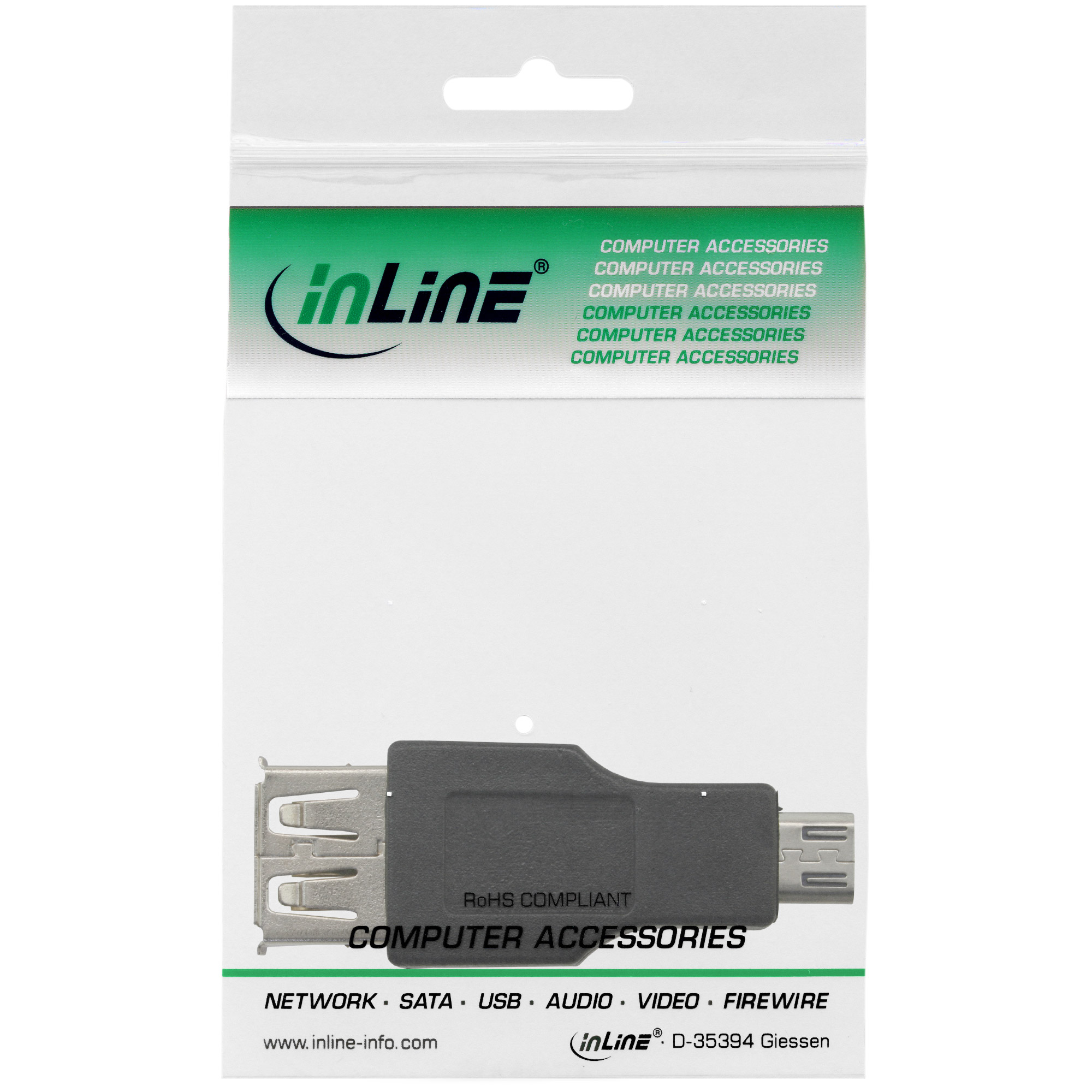 Inline® Micro-USB Adapter, Micro-B Stecker an USB A Buchse