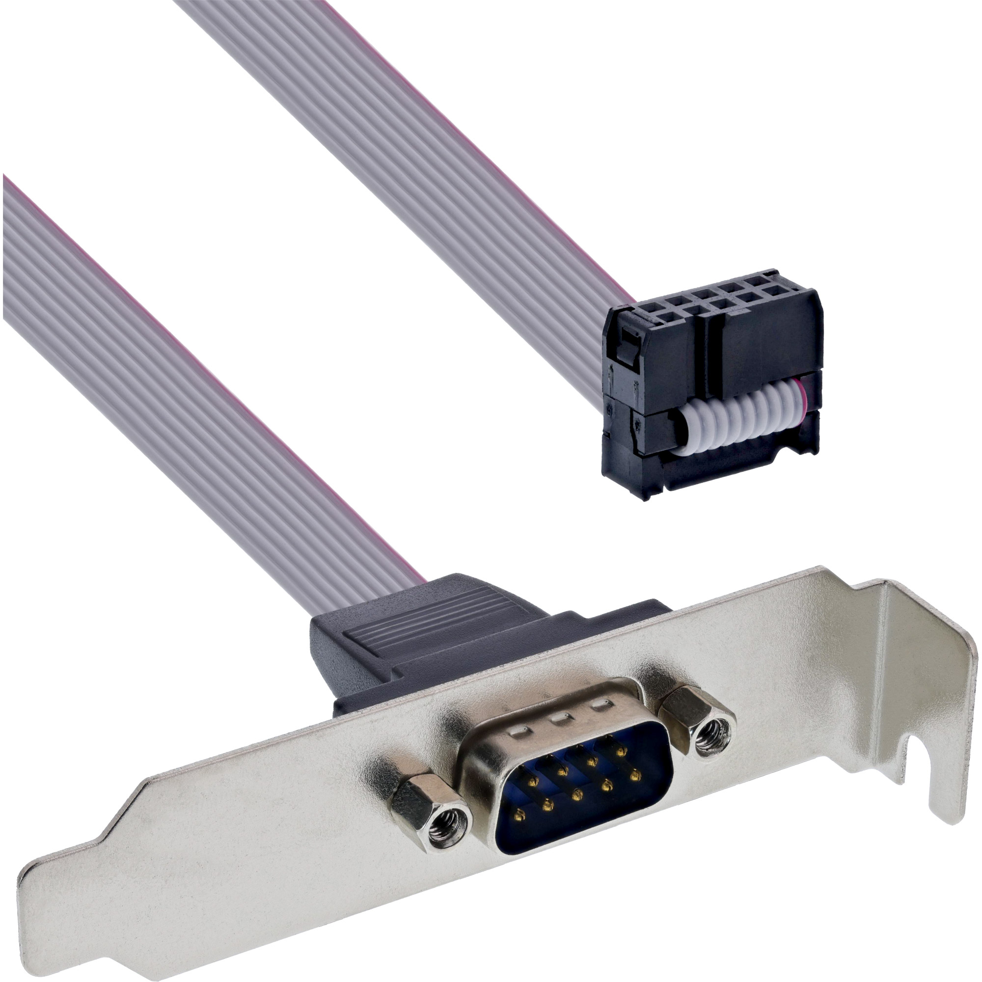 Inline® Serielles Slotblech, Low-profile, 9pol ST an 10pol BU-Leiste 1:1 0,6m