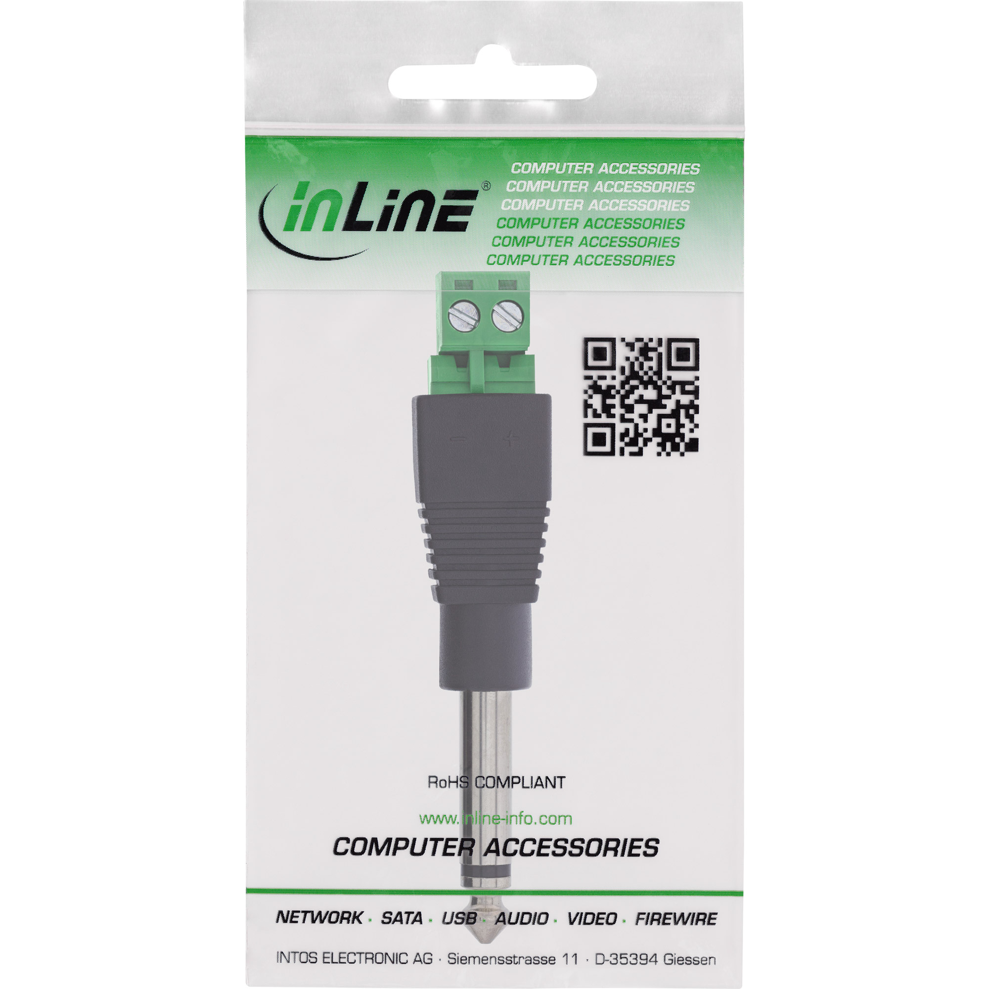 InLine® 6,35mm Klinkenstecker an Terminalblock, Mono, 2-polig InLine® 6,35mm Klinkenstecker an Terminalblock, Mono, 2-polig
