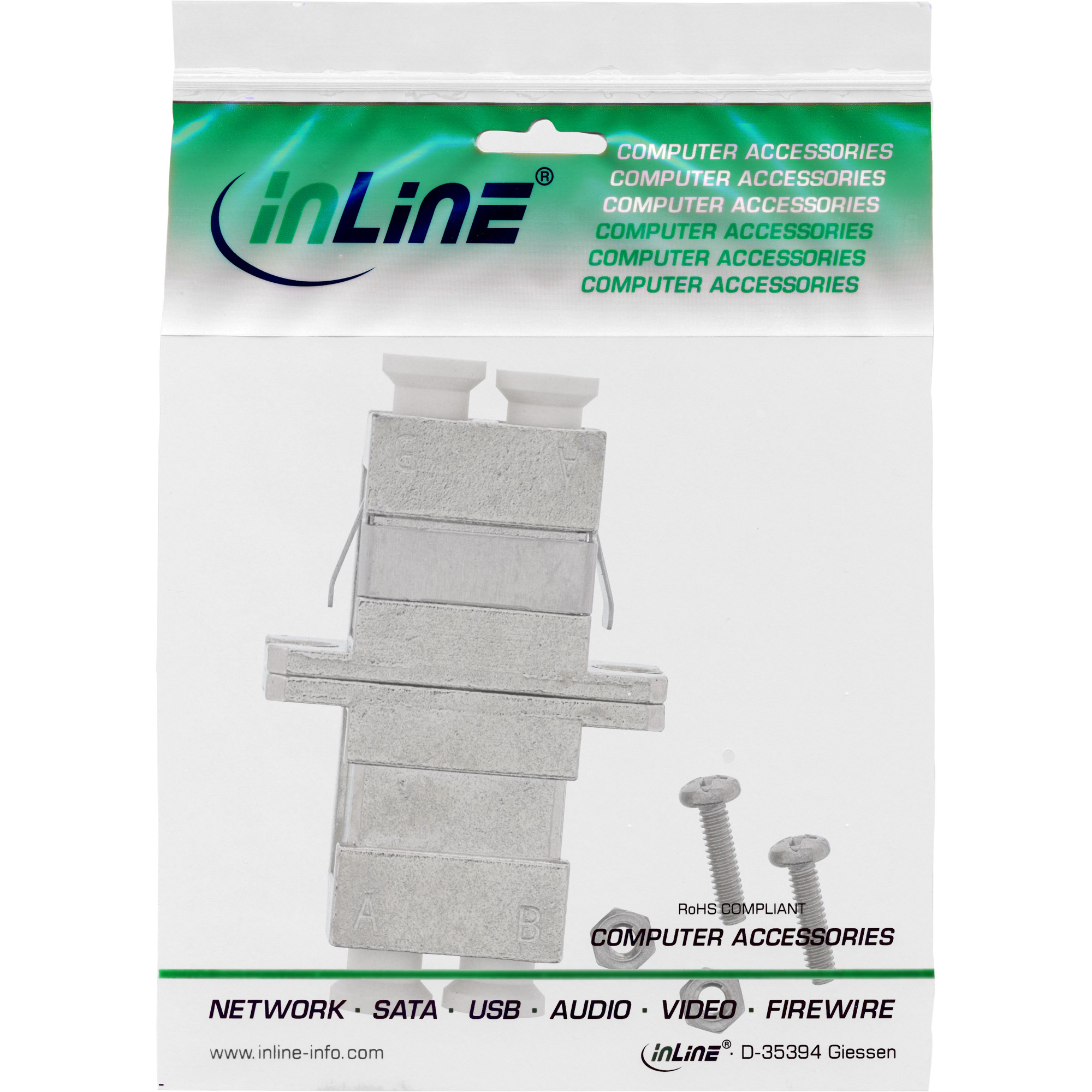 Inline® LWL Metall-Kupplung, Duplex LC/LC, singlemode, Keramik-Hülse, zum Einbau