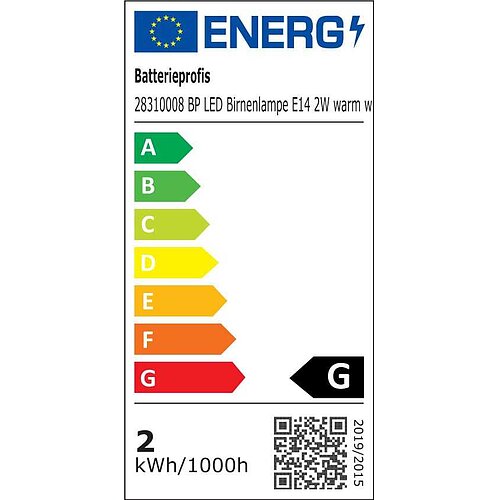 BP LED Birnenlampe E14 2W warm weiß klar