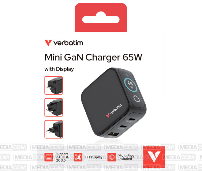 Ladeadapter, Mini GaN mit Display, 65W, schwarz Ladeadapter, Mini GaN mit Display, 65W, schwarz
