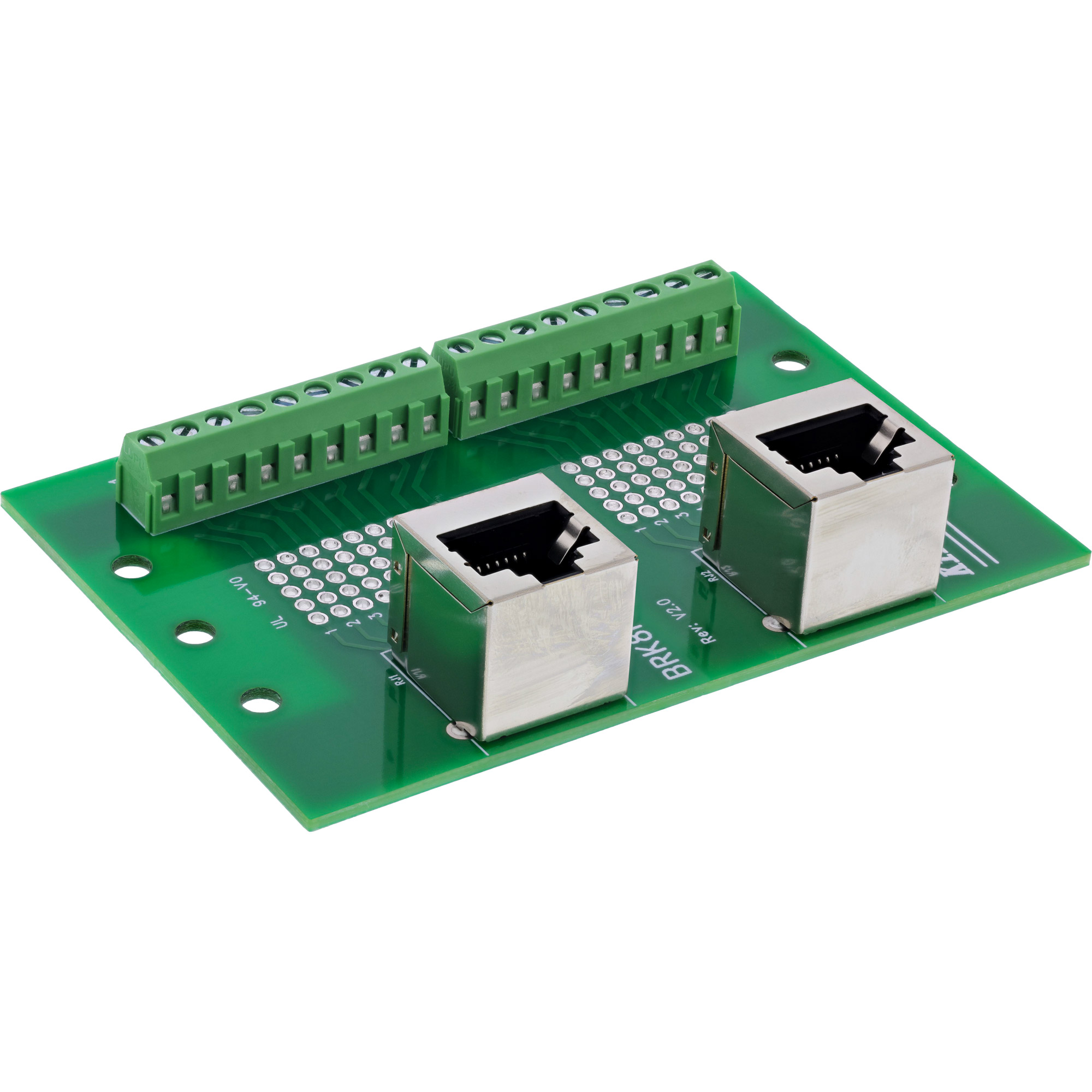 InLine® Terminalblock, 2x RJ45 Buchse, gewinkelt oben, für Hutschiene