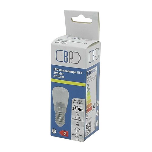 BP LED Birnenlampe E14 2W warm weiß klar