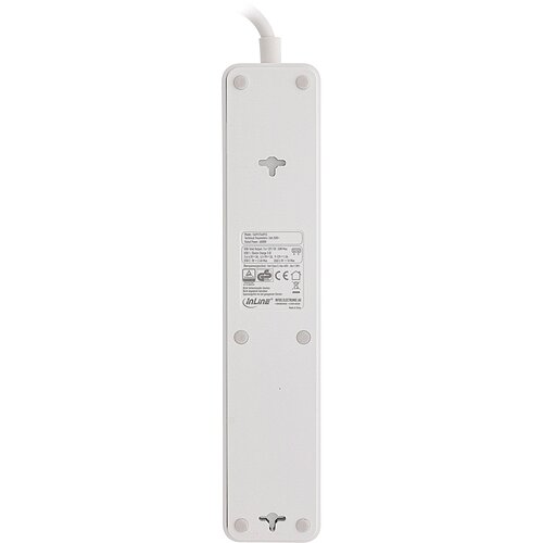 Inline® Steckdosenleiste, 3-fach Schutzkontakt, ÜSS und QC3.0, weiß
