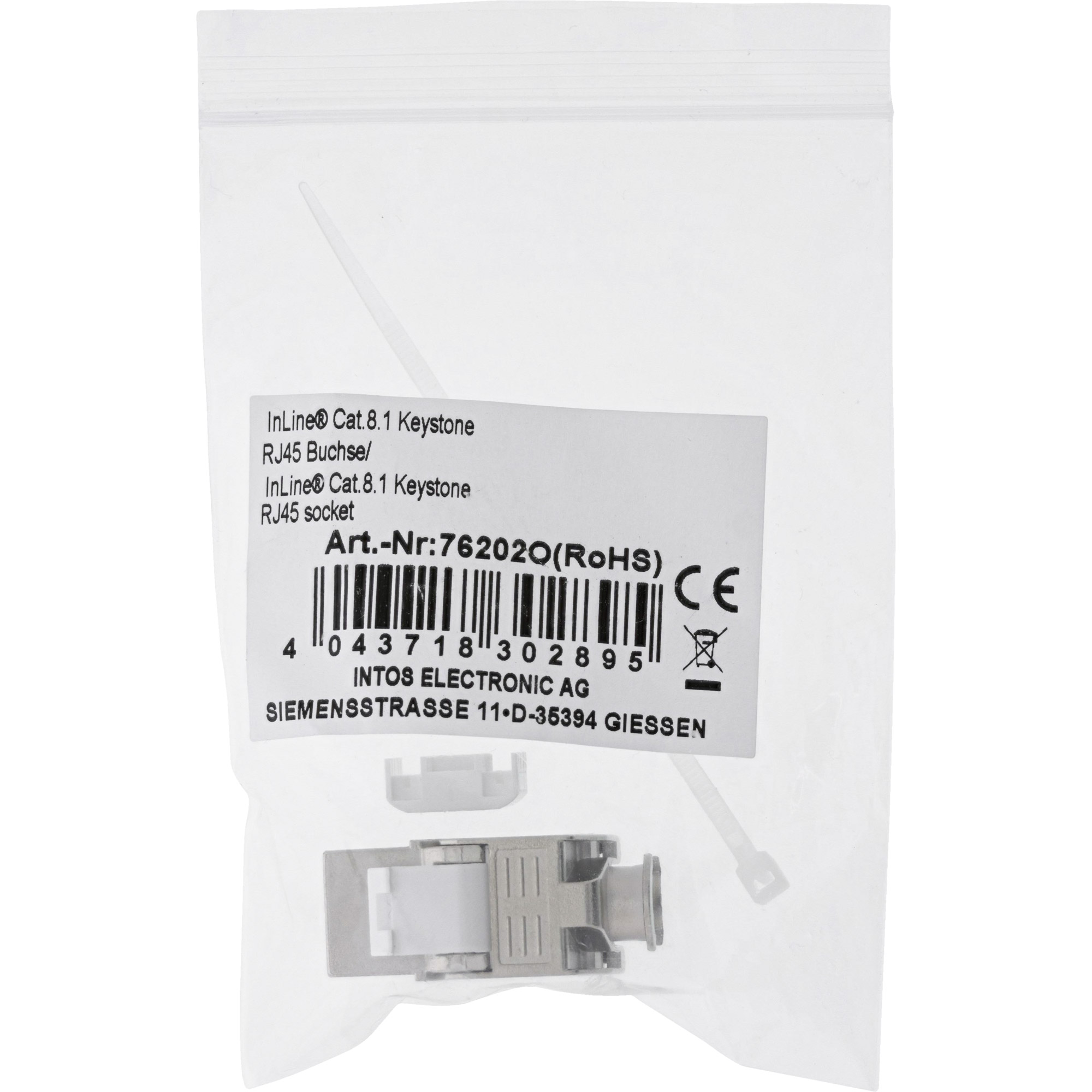 Inline® Keystone RJ45 Buchse, SNAP-In, Cat.8.1, schmale Ausführung