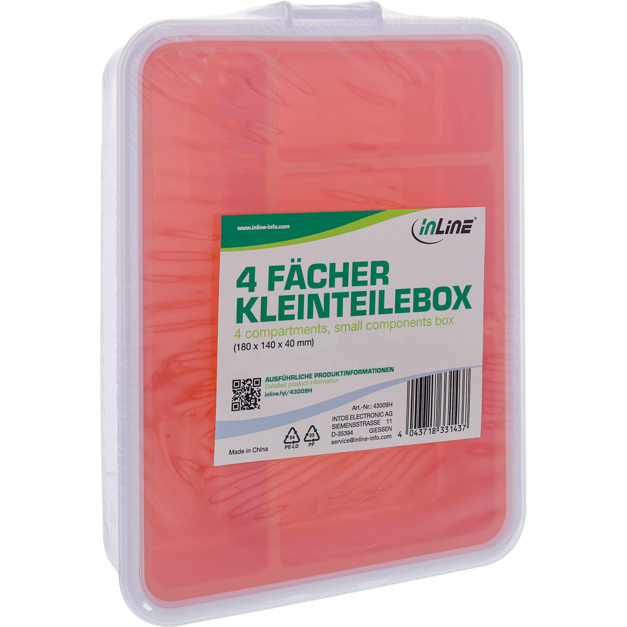 InLine® Kleinteilebox, 4 Fächer, Abmessungen: 180x140x40mm, orange InLine® Kleinteilebox, 4 Fächer, Abmessungen: 180x140x40mm, orange