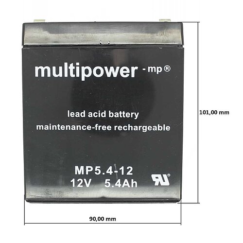 Multipower MP5.4-12 AGM 12 V 5,4Ah - 4,8mm Faston Multipower MP5.4-12 AGM 12 V 5,4Ah - 4,8mm Faston