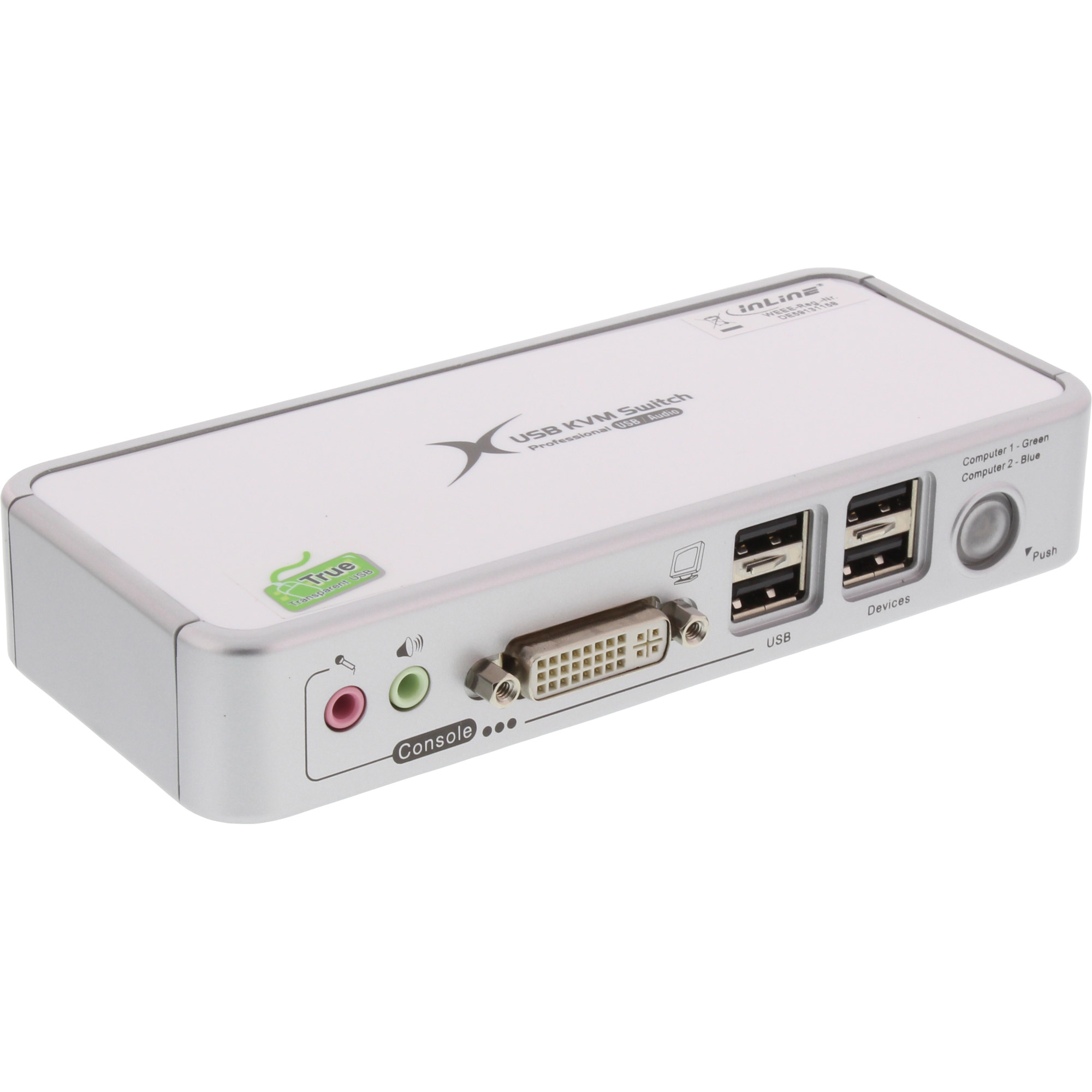 Inline® KVM Switch, DVI, 2-fach, USB (4-fach), mit Audio