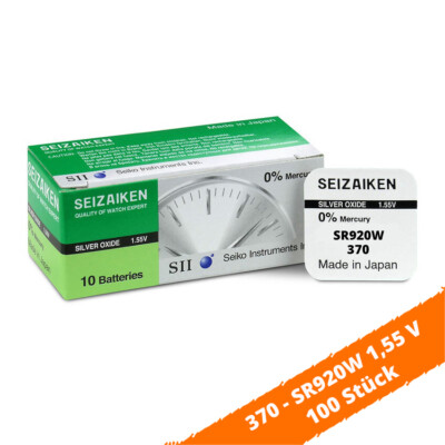 100x SR920W SR69 370 Silberoxid Batterie Seizaiken 1,55 V 