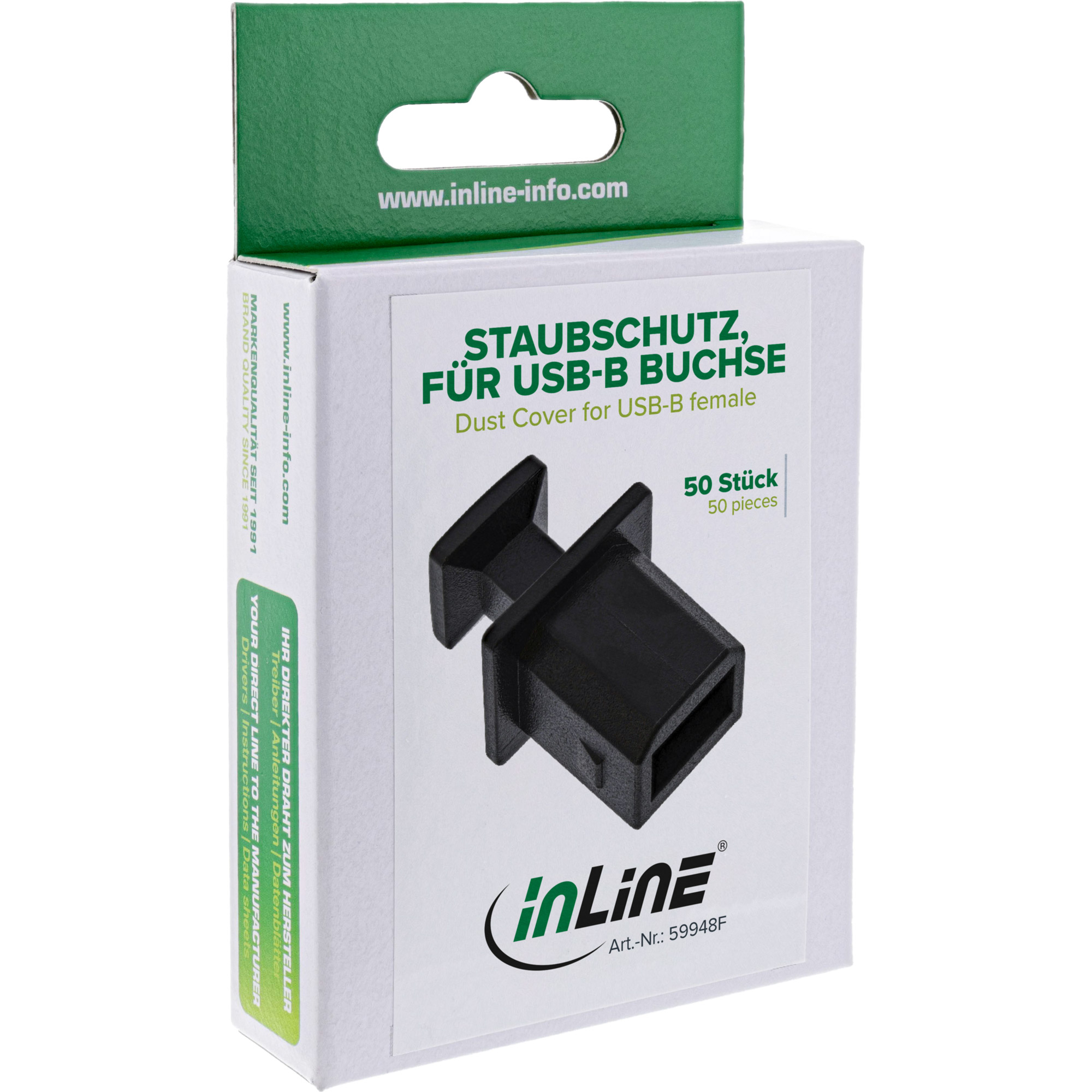 Inline® Staubschutz, für USB-B Buchse, schwarz 50er Pack