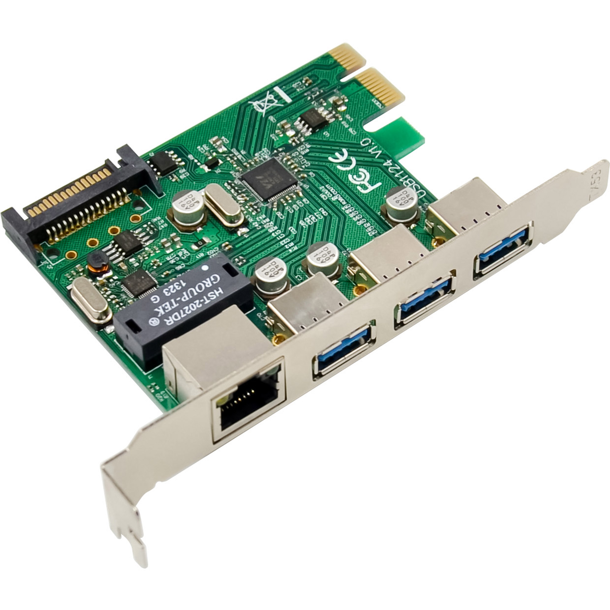 InLine® Combokarte Gigabit Netzwerk und USB 3.2 Gen.1, 1x RJ45, 3x USB-A