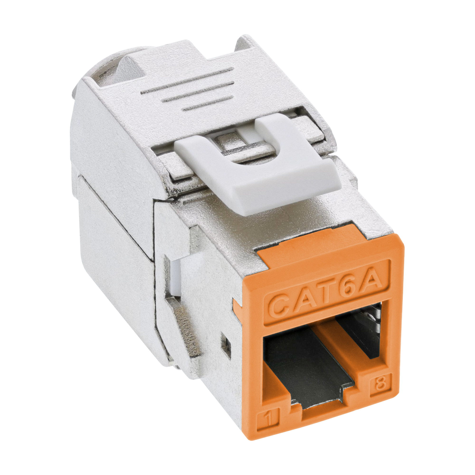 8x Inline® Keystone RJ45 Buchse, geschirmt, Cat.6A, orange