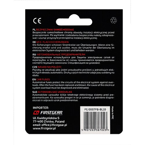KFZ-Sicherungen Glas 20mm Ersatzsicherungen 10st. Blister FirstGear