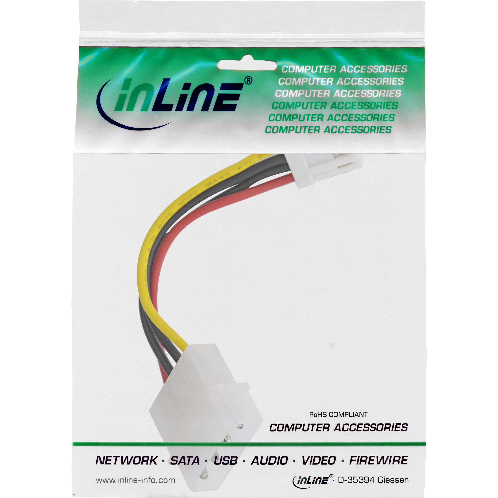 Inline® Stromadapter, 13,34cm (5,25") Buchse zu 8,89cm (3,5") Stecker, 0,06m