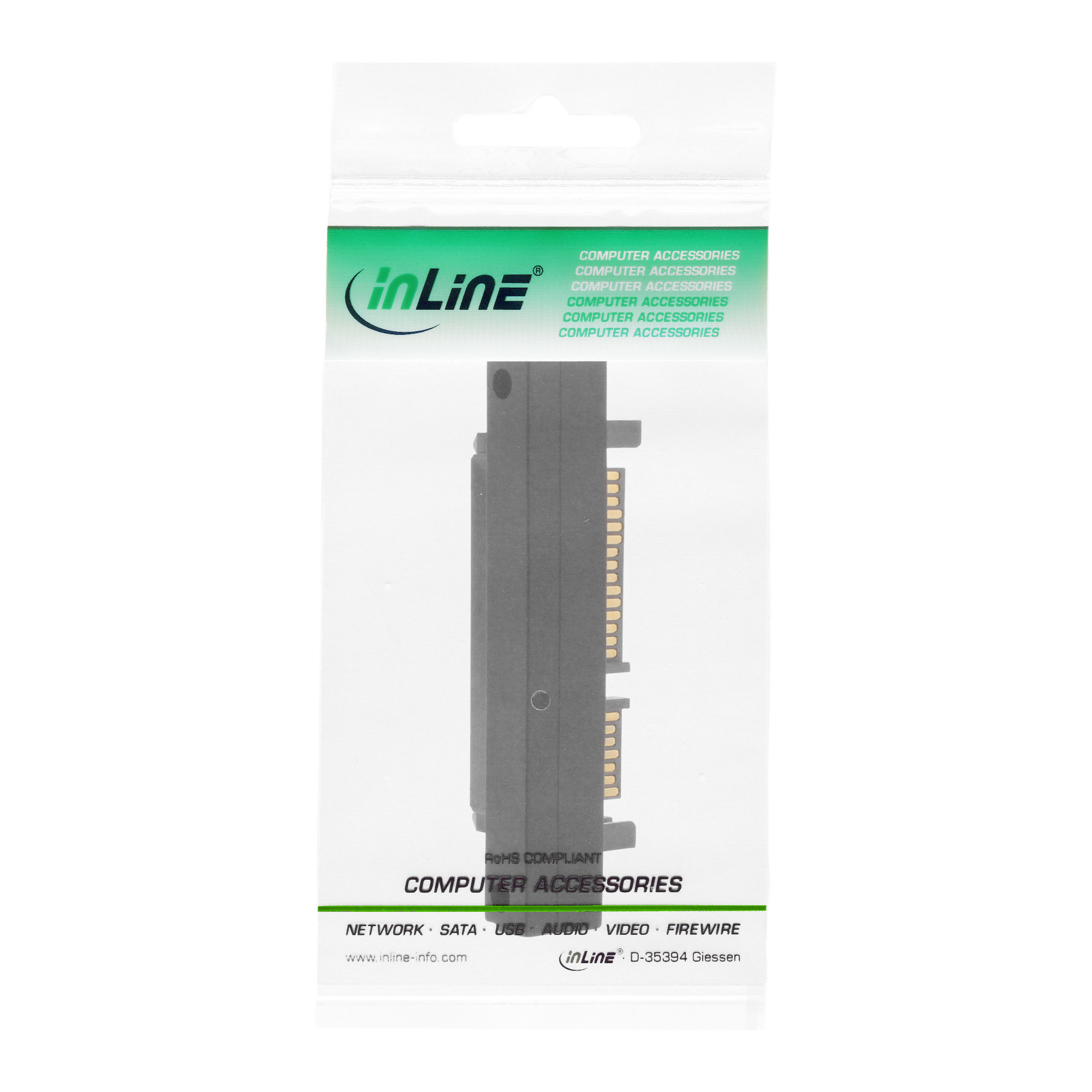 Inline® SATA Adapter Stecker / Buchse, 22pol. (15+7), abwärts gewinkelt