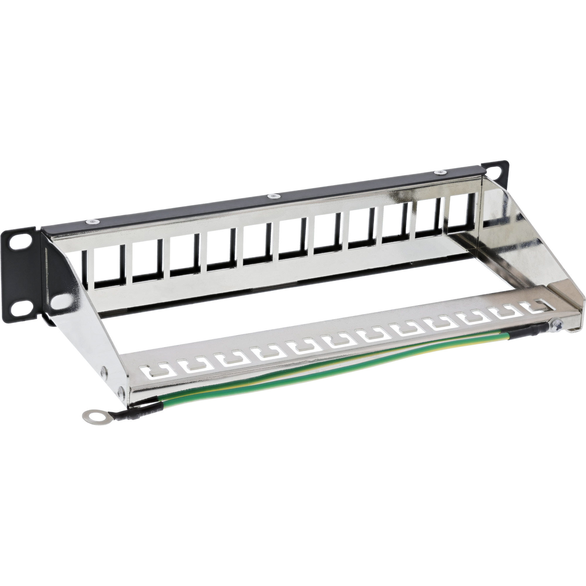 Inline® 10" Patchpanel Leerblech 12x, für Keystone Module, 1HE, RAL9005 schwarz