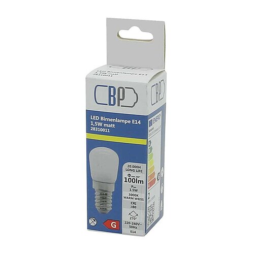 BP LED Birnenlampe E14 1,5W warm weiß matt