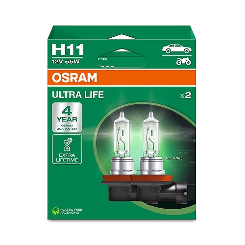 OSRAM H11 12V 55W PGJ19-2 ULTRA LIFE 4 Jahre Garantie 2 Stück