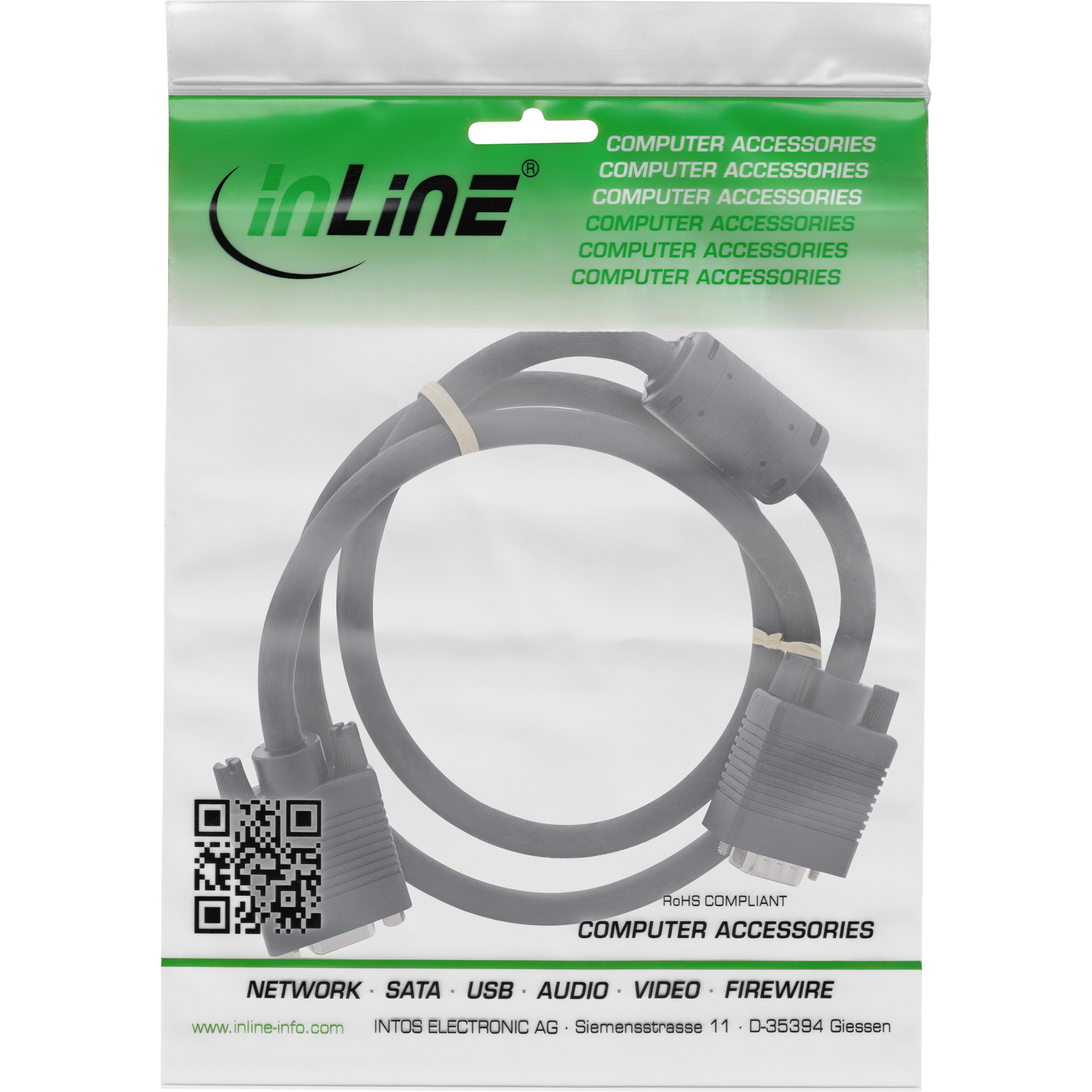 Inline® S-VGA VerLängerung, 15pol HD Stecker / Buchse, schwarz, 1m