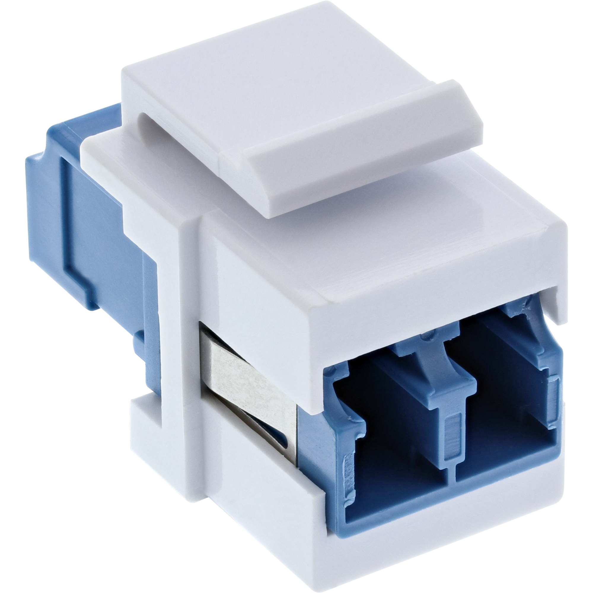 Inline® LWL Keystone Snap-in Kupplung weiß, Duplex LC/LC, SM, blau, Keramikhülse