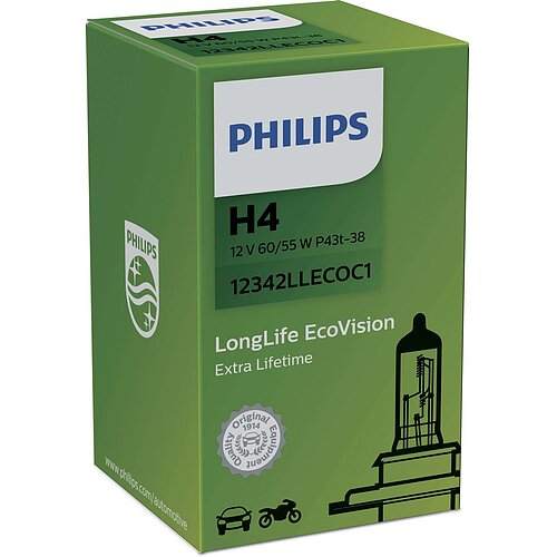 Philips H4 12V 60/55W P43t LongLife EcoVision 1 Stück