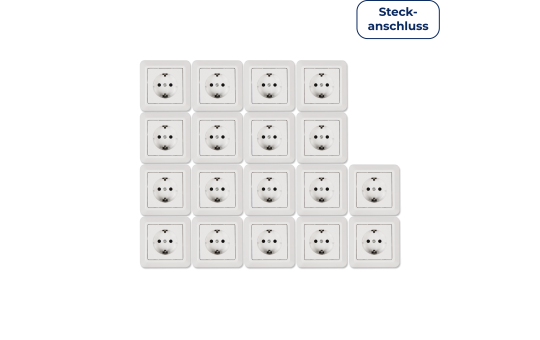 Schutzkontakt-Steckdose McPower ''Cup'' Steckanschluss, 18er-Pack, inkl. Rahmen