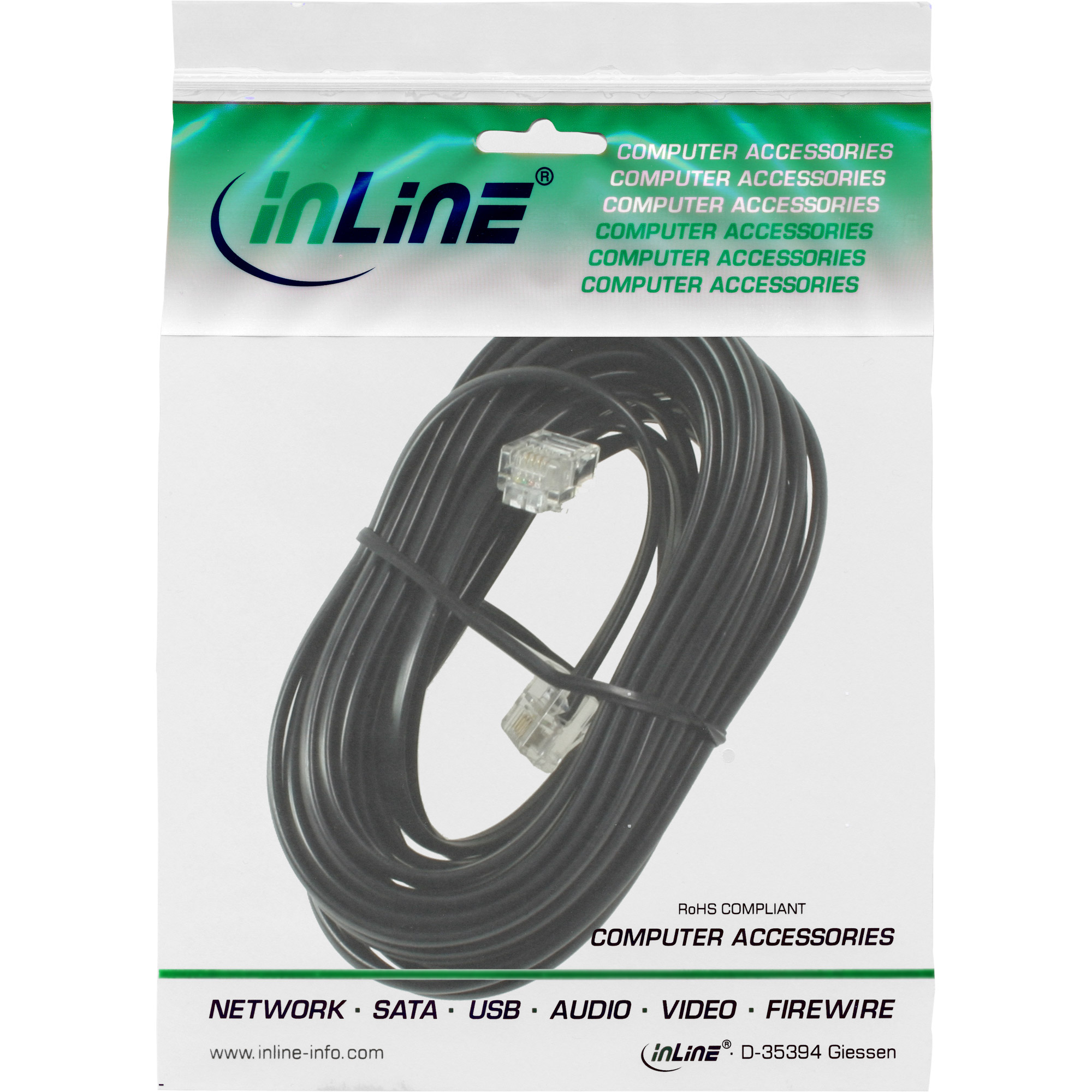 Inline® Modularkabel RJ11, Stecker / Stecker, 4adrig, 6P4C, 6m