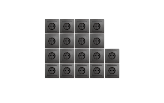 Schutzkontakt-Steckdose McPower ''Flair'' Einsteckschutz, 18er-Pack, inkl. Rahmen