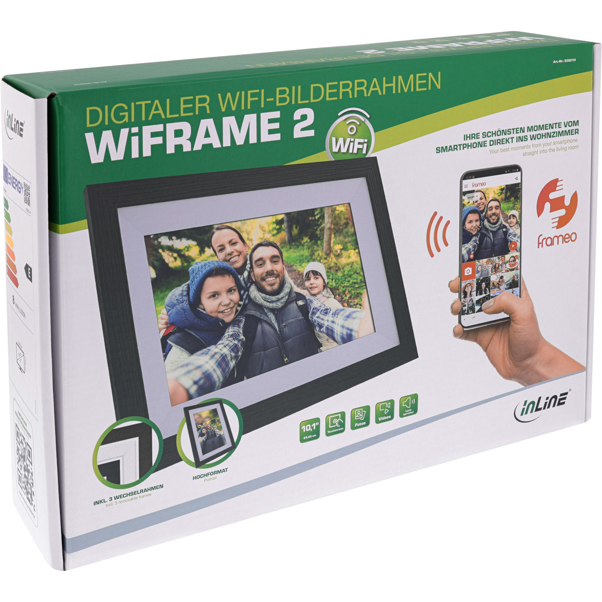 InLine® WiFi-Bilderrahmen WiFRAME 2, 10,1 1920x1200 16:10 IPS Touch, Frameo APP