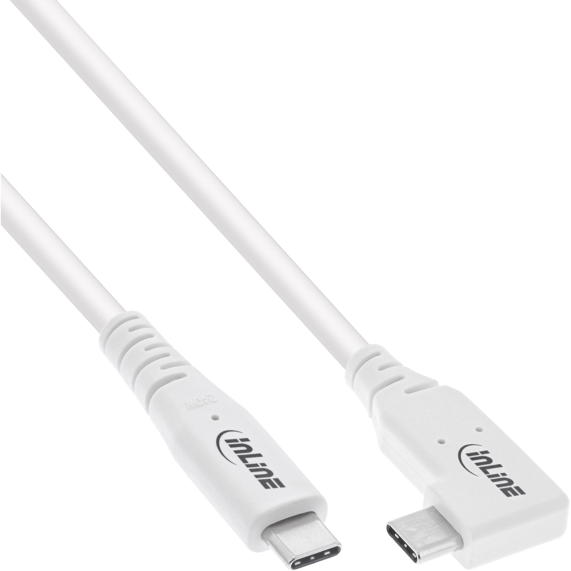 Inline® USB4 Kabel, USB-C, einseitig gewinkelt, PD 240W, 8K60Hz, TPE, weiß, 1m