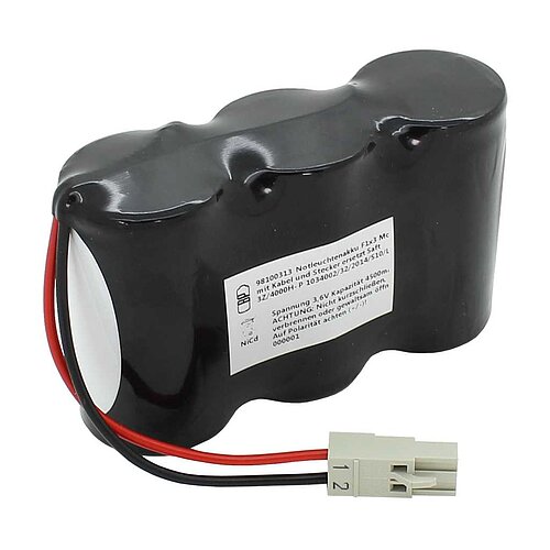 Notleuchtenakku NiCd 3,6V 4500mAh F1x3 Mono D mit Kabel und Stecker ersetzt Saft 3Z/4000H-P 1034002/32/2014/S10/Li