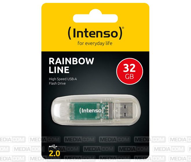 Intenso USB 2.0 Stick 32GB, Rainbow Line, transparent