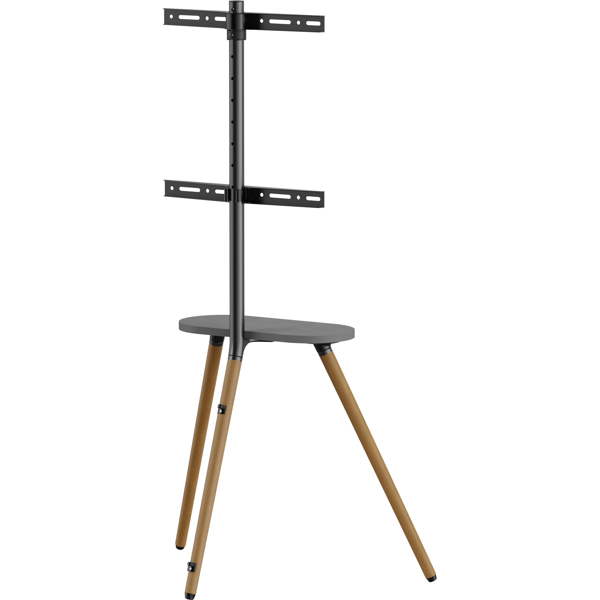 InLine® woodstand II, TV-Standfuß mit Ablage, Dreibein, 43"-65" (110-165cm)