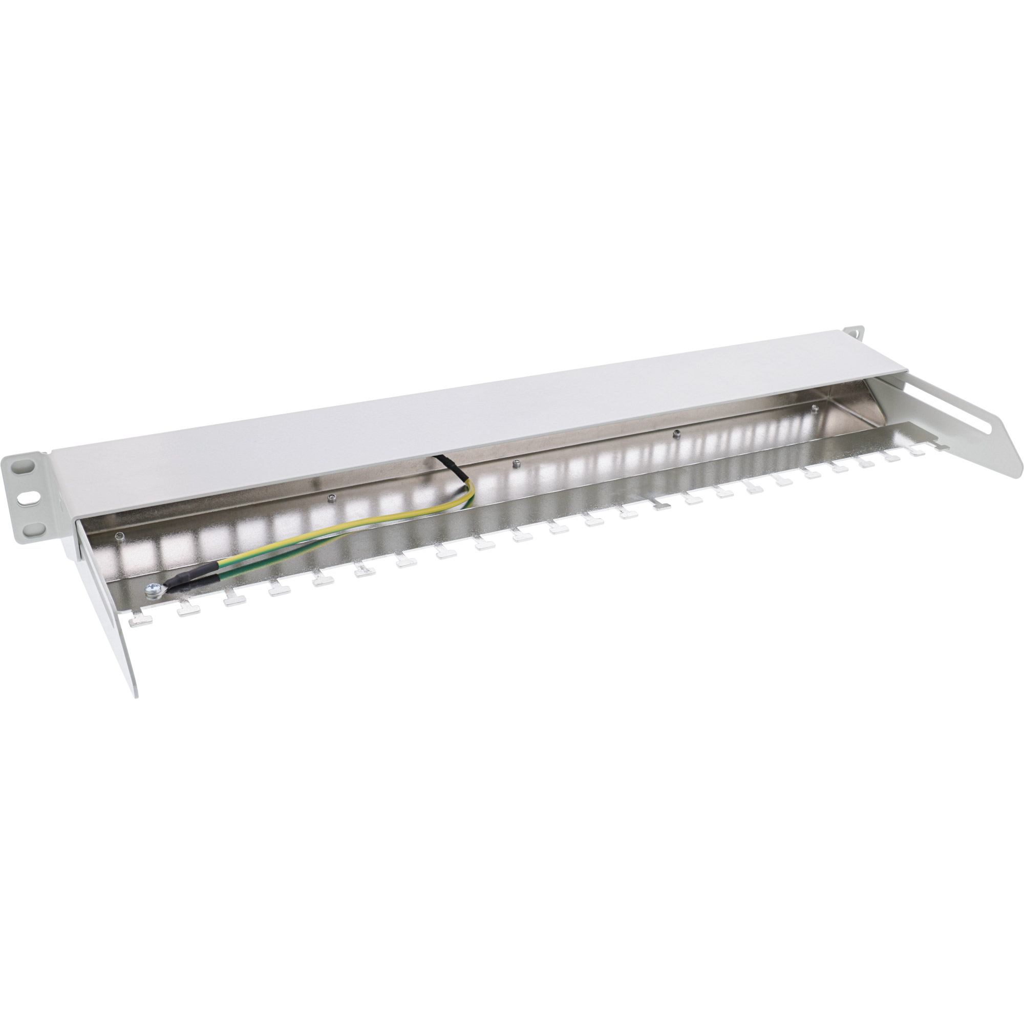 Inline® Patchfeld 24-fach, Keystone Leerblech Patchpanel mit Auszug, 19", 1HE Grau
